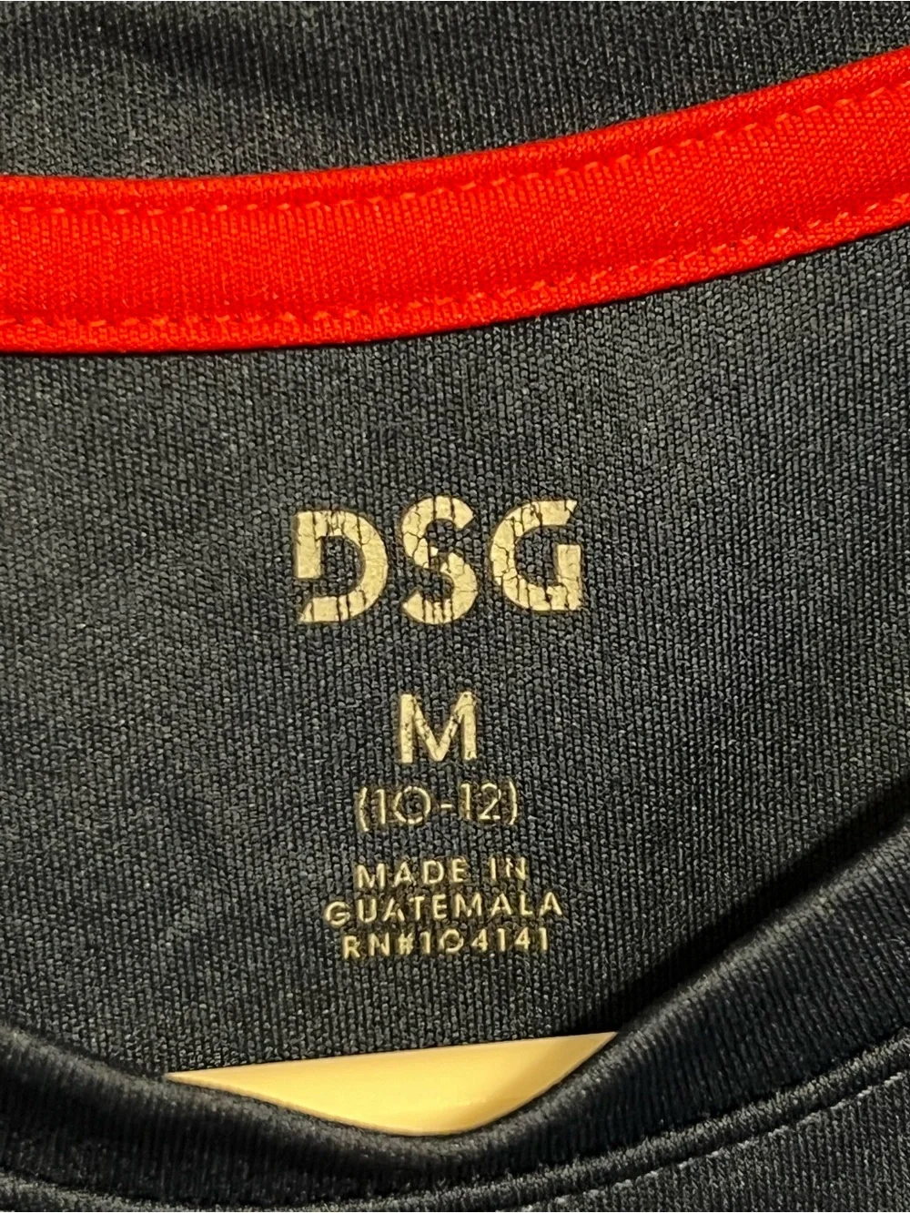 DSG Navy Tee with Red Trim and Gold Logo